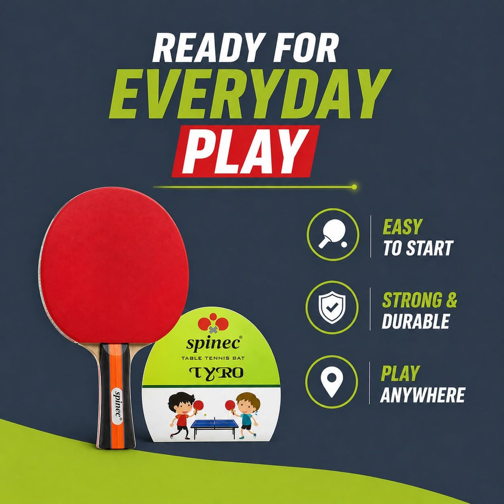 Tyro Table Tennis Bat Black Red (1 Racket)