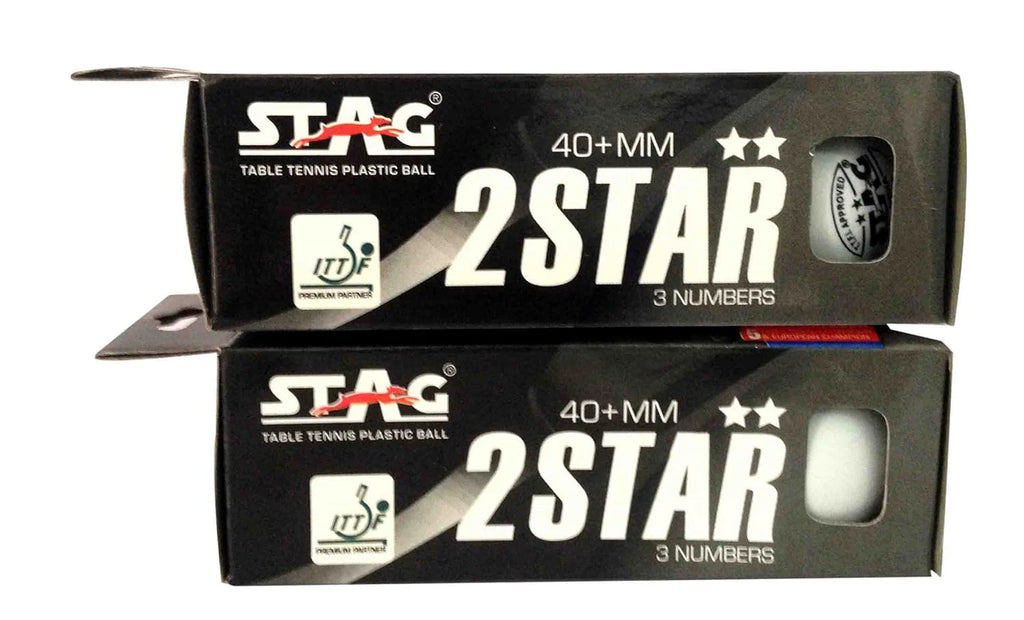 STAG 2 Star Plastic Table Tennis Ball White (Pack of 6)