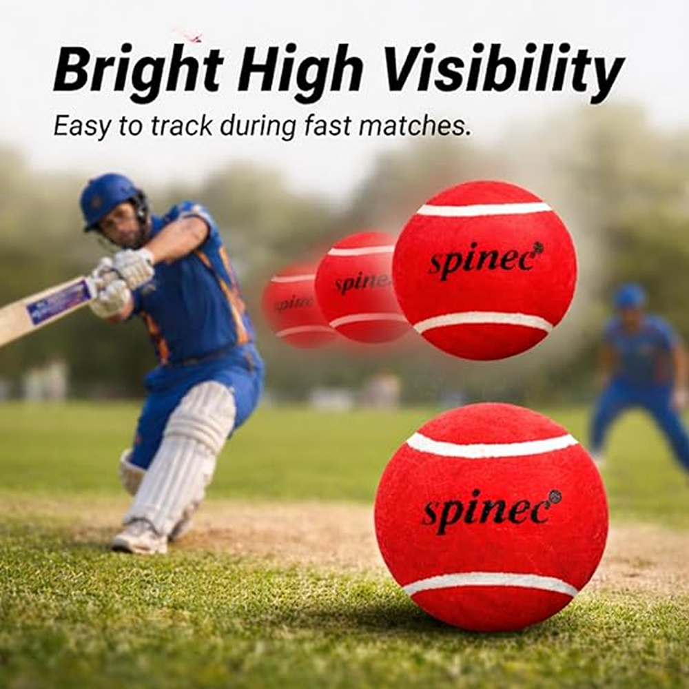 Heavy Cricket Tennis Ball (Red, Pack of 6)