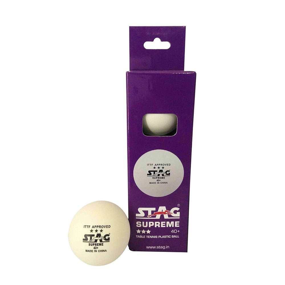 STAG 3 Star Supreme Table Tennis Plastic Ball (Pack of 3 White)