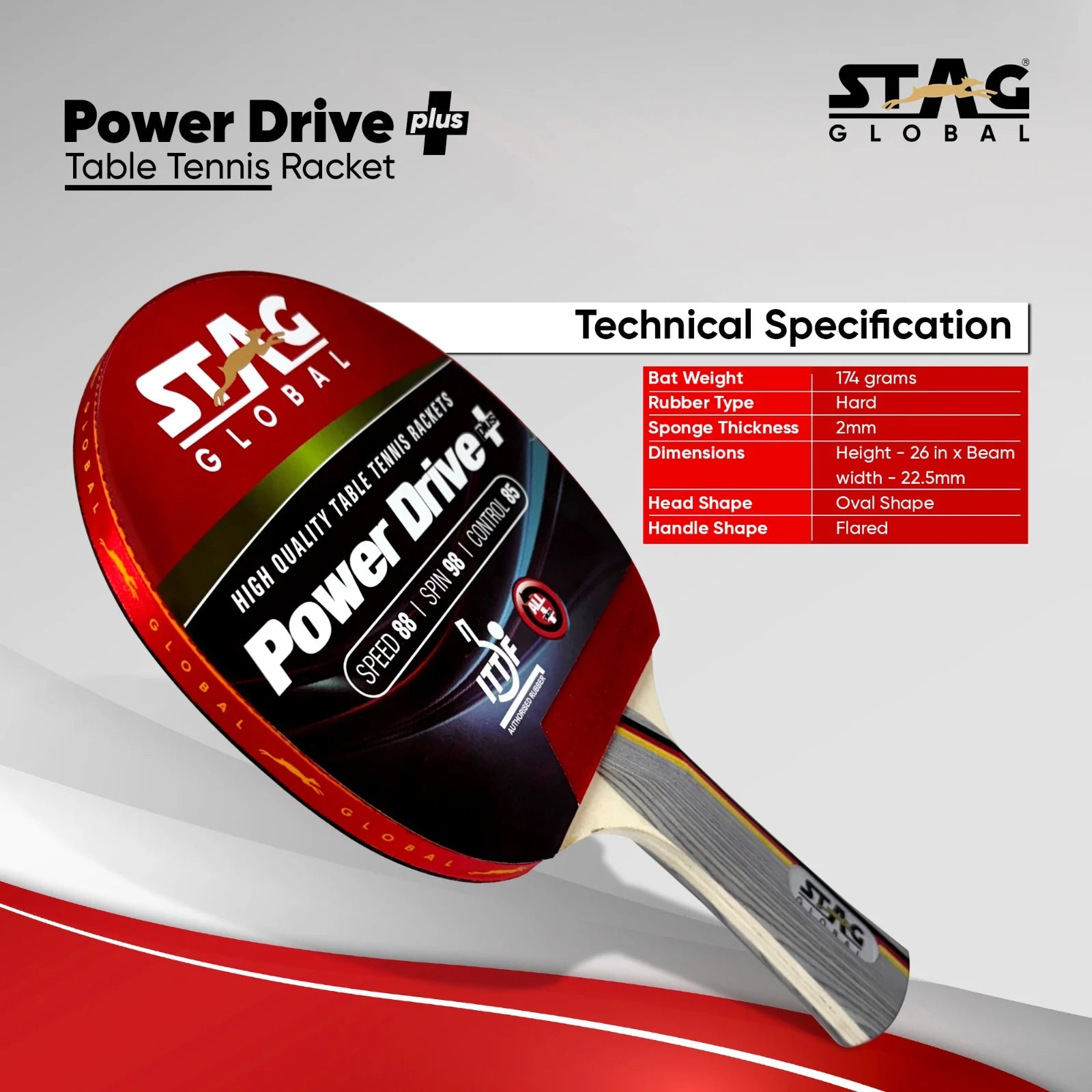 STAG Power Drive+ Table Tennis Racket